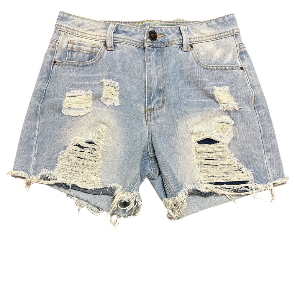 Hot Kiss Light Blue Distressed Jean Cutoff Shorts Ladies Sz 5